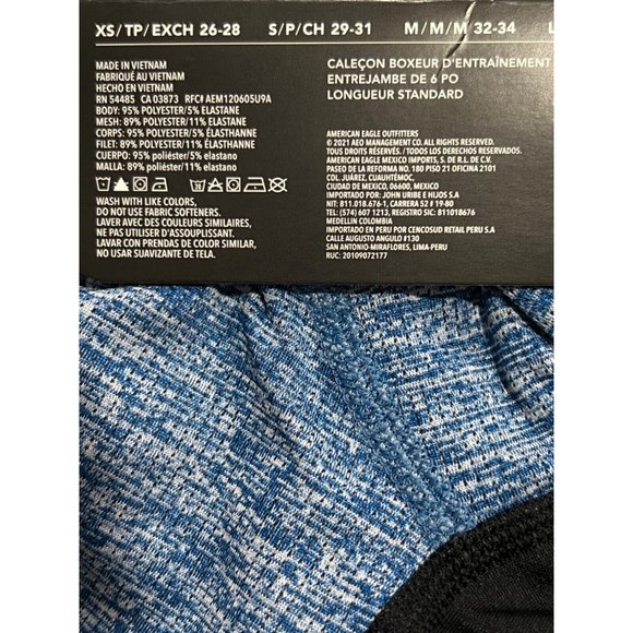 NWT AMERICAN EAGLE Training Boxer Brief 6" Inseam Sz XXXL Blue - Picture 3 of 3